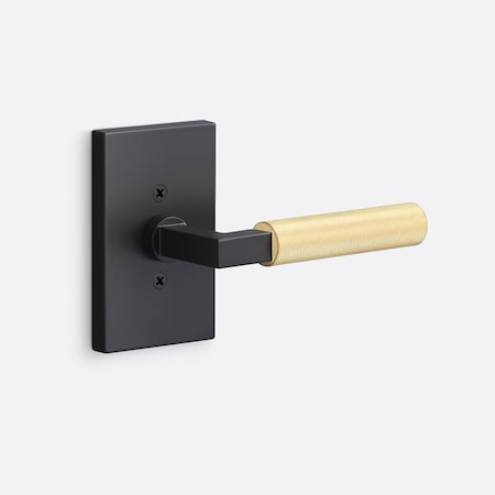 Sure-Loc Hardware Sure-Loc Hardware Levanto Dummy Rosette, Flat Black, Smooth Grip in Satin Brass LV100 FBL GRIP-SM SB